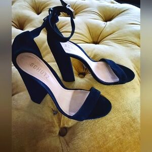 Schutz Enida Suede  Sandal High Heel Ankle Strap Sz 6.5